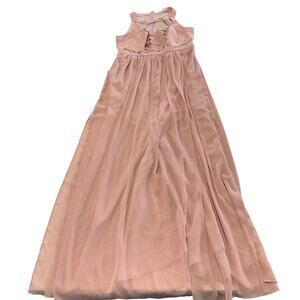 BCBGMAXAZRIA Dress Womens 12 Pink Misty Pleated Lace Back Maxi